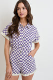 Purple Checkered Romper