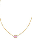 Mini Elisa Gold Satellite Short Pendant Necklace in Fuchsia Magnesite