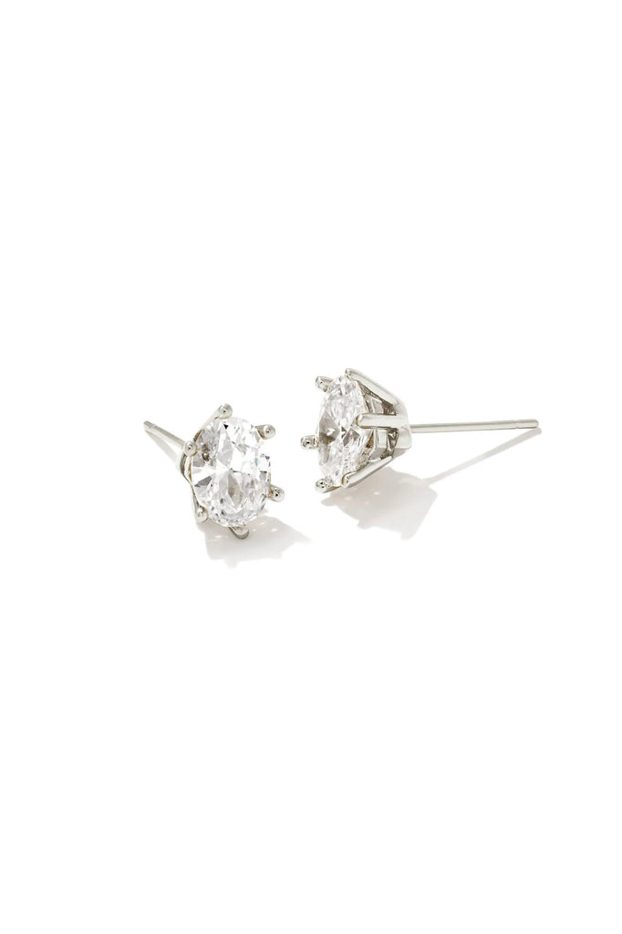 Cailin Silver Crystal Stud Earrings in White Crystal