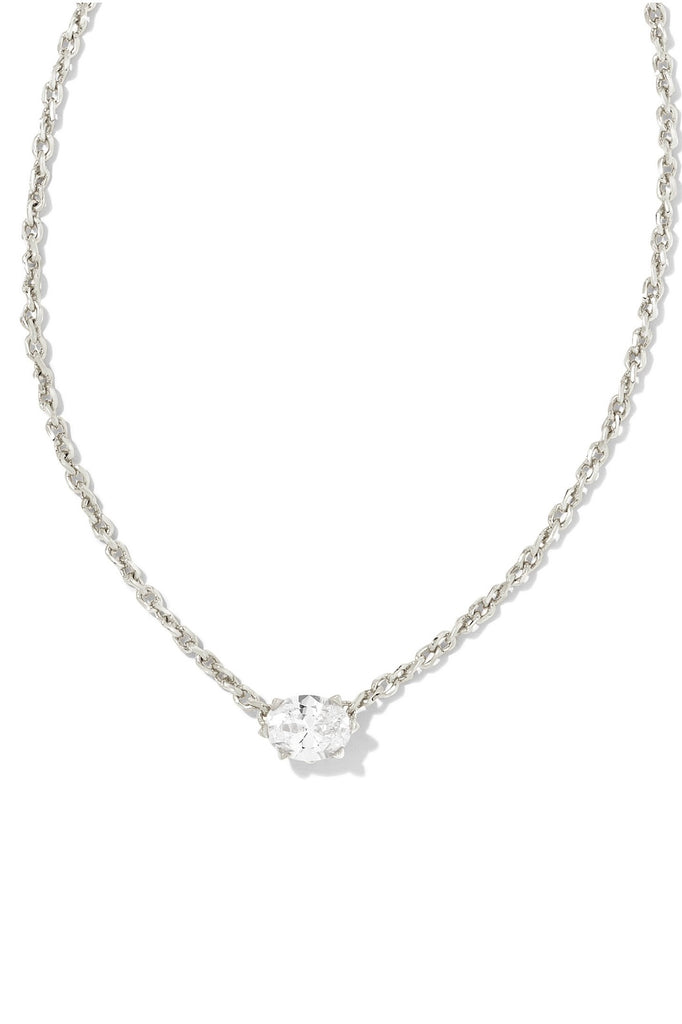 Cailin Silver Pendant Necklace in White Crystal