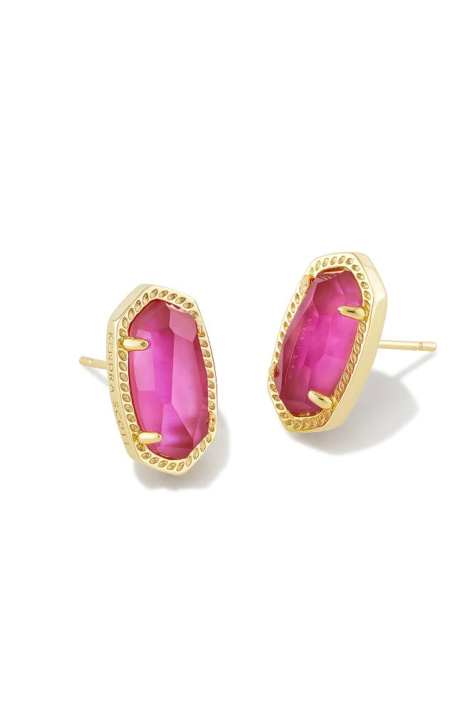 Ellie Gold Stud Earrings in Azalea Illusion