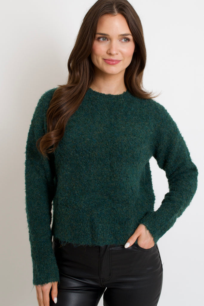 Everly Boucle Sweater // emerald