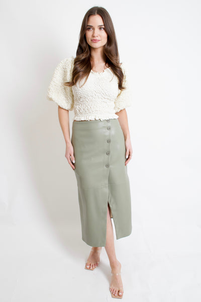 Francisco Leather Midi Skirt