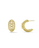 Krista Gold Hoop Earrings in White Mix