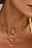 Mini Elisa Gold Satellite Short Pendant Necklace in Mint Magnesite