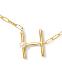 Pearl Gold Letter Pendant Necklace in Freshwater Pearl // H