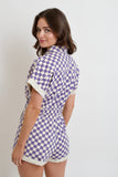 Purple Checkered Romper