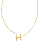 Pearl Gold Letter Pendant Necklace in Freshwater Pearl // H