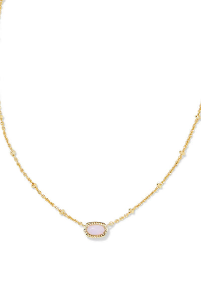 Mini Elisa Gold Satellite Short Pendant Necklace in Pink Opalite