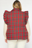 Plaid Ruffle Puffer Vest