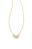 Blair Gold Butterfly Small Short Pendant Necklace in White Crystal
