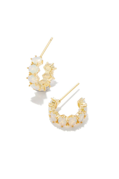 Cailin Gold Huggie Earrings in Champagne Opal Crystal