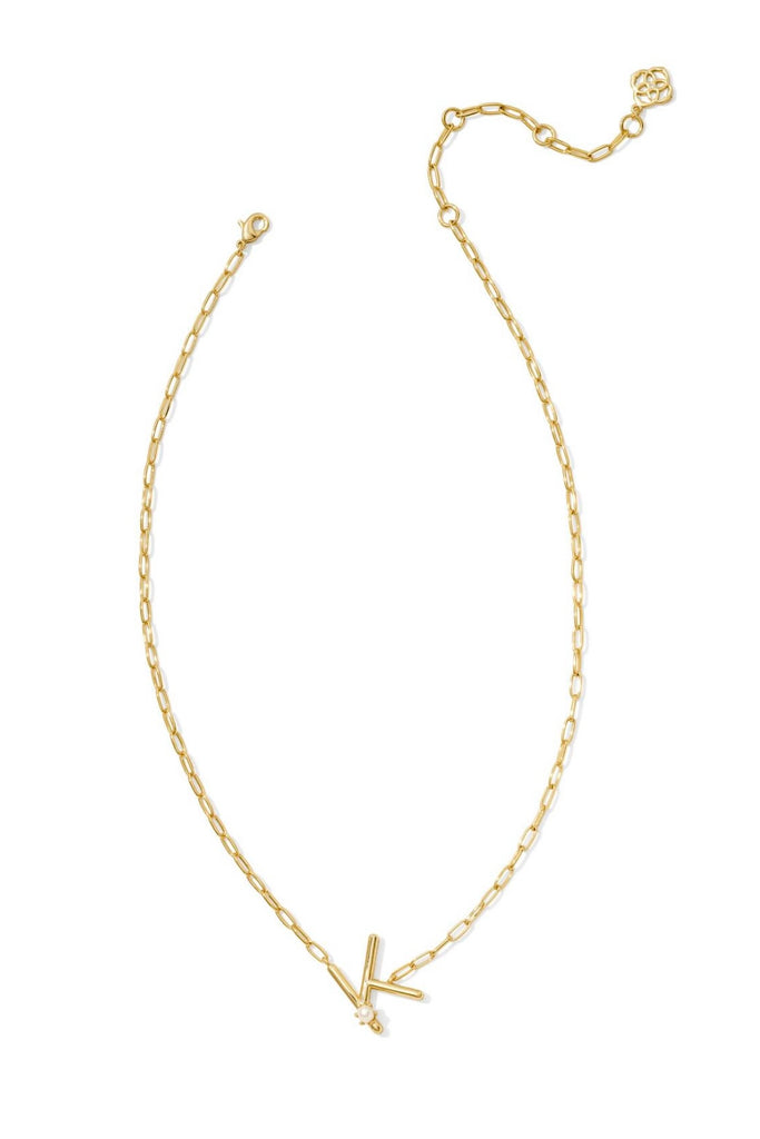 Pearl Gold Letter Pendant Necklace in Freshwater Pearl // K