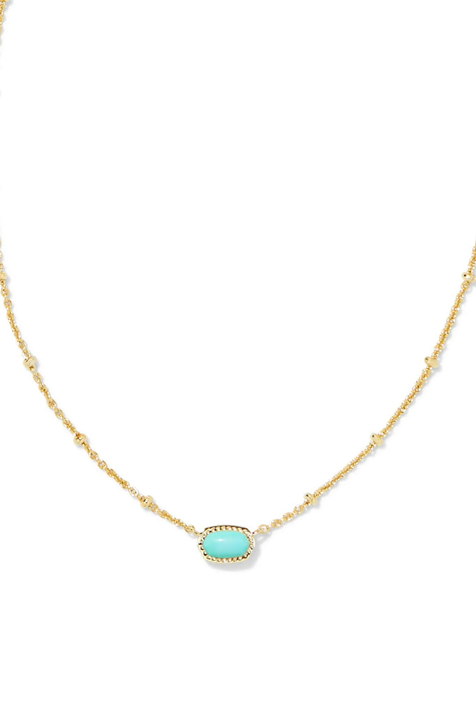 Mini Elisa Gold Satellite Short Pendant Necklace in Mint Magnesite