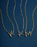 Pearl Gold Letter Pendant Necklace in Freshwater Pearl // K