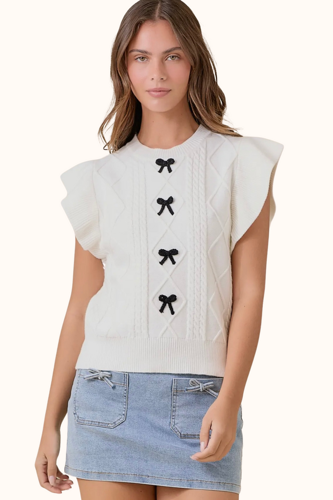 Hudsyn Bow Knit Top