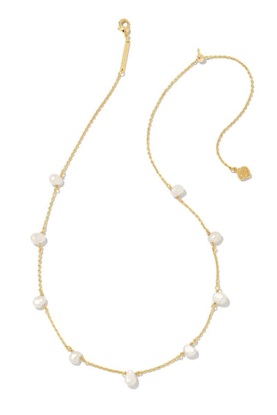 Leighton Gold Pearl Strand Necklace in White Pearl