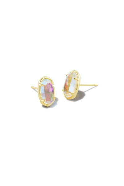 Grayson Gold Stud Earrings in Dichroic Glass