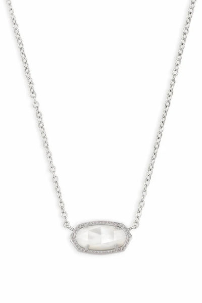 Elisa Silver Pendant Necklace in Ivory Mother-of-Pearl