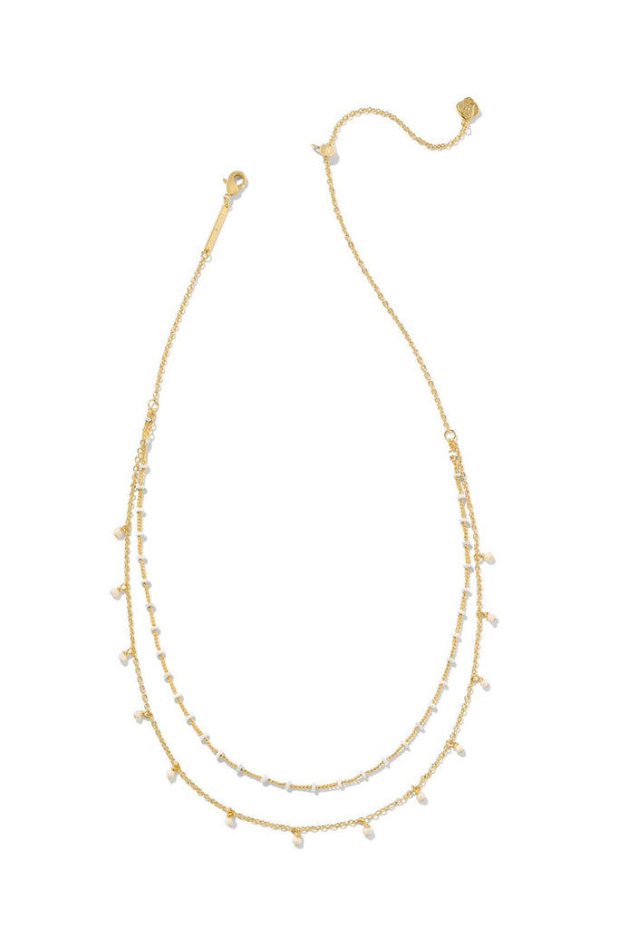 Eve Multi Strand Necklace in Gold White Mix