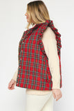 Plaid Ruffle Puffer Vest