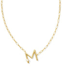 Pearl Gold Letter Pendant Necklace in Freshwater Pearl // M