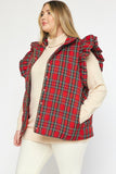 Plaid Ruffle Puffer Vest