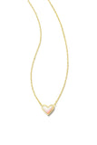 Framed Ari Heart Pendant Necklace in White Opalescent