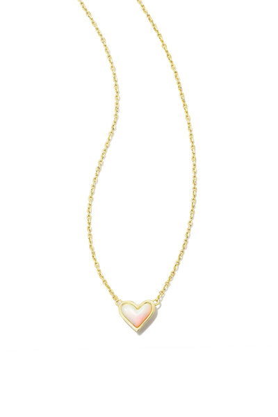 Framed Ari Heart Pendant Necklace in White Opalescent