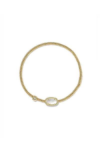 Grayson Gold Stretch Bracelet in Mother of Pearl