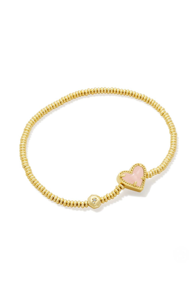 Ari Heart Stretch Bracelet in Rose Quartz