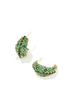 Krista Gold Hoop Earrings in Green Mix