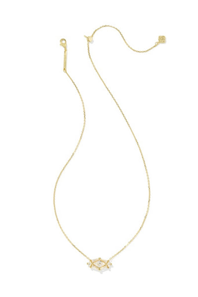 Lindy Rae Elisa Short Pendant Necklace in Gold White Crystal