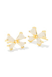 Blair Bow Stud Earrings in Gold White Druzy