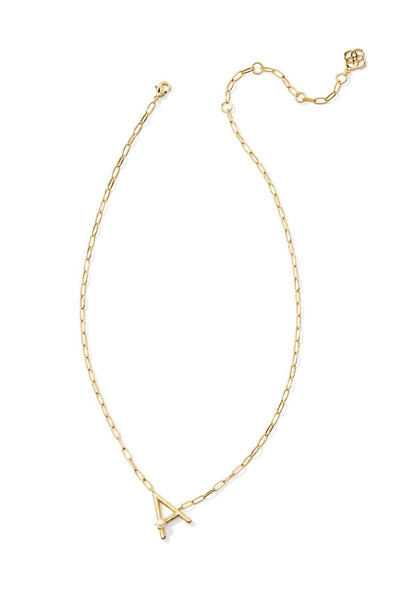 Pearl Gold Letter Pendant Necklace in Freshwater Pearl // A