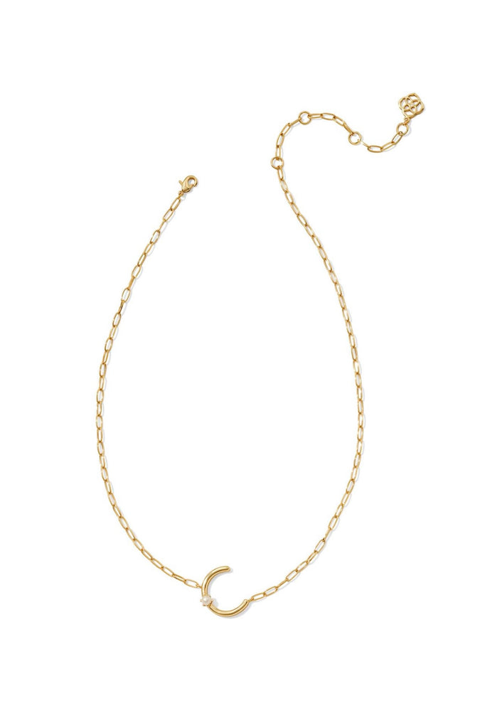 Pearl Gold Letter Pendant Necklace in Freshwater Pearl // C