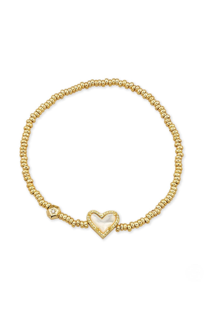 Ari Heart Stretch Bracelet in Mother of Pearl