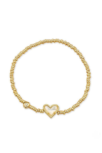 Ari Heart Stretch Bracelet in Mother of Pearl