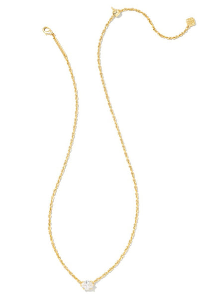 Cailin Gold Pendant Necklace in White Crystal