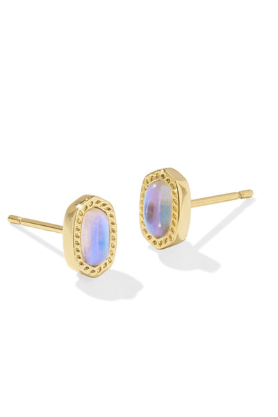 Mini Ellie Gold Stud Earrings in Dichroic Glass