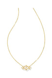 Lindy Rae Elisa Short Pendant Necklace in Gold White Crystal