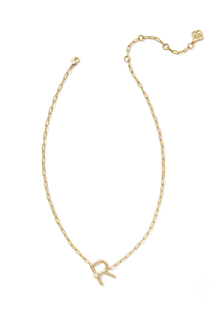 Pearl Gold Letter Pendant Necklace in Freshwater Pearl // R