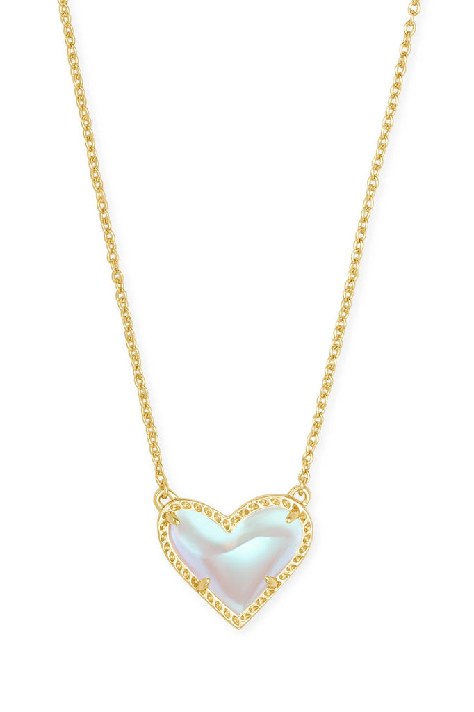 Ari Heart Gold Pendant Necklace in Dichroic Glass