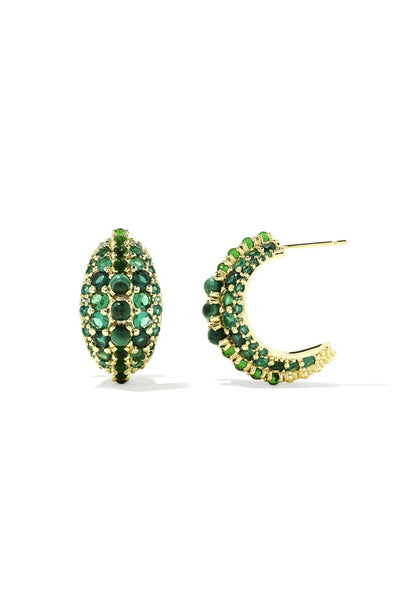 Krista Gold Hoop Earrings in Green Mix