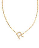 Pearl Gold Letter Pendant Necklace in Freshwater Pearl // R