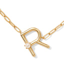 Pearl Gold Letter Pendant Necklace in Freshwater Pearl // R