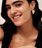 Mini Elisa Gold Satellite Short Pendant Necklace in Azalea Illusion