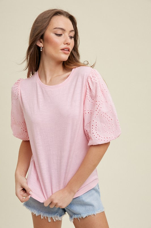 Eyelet Bubblegum Top