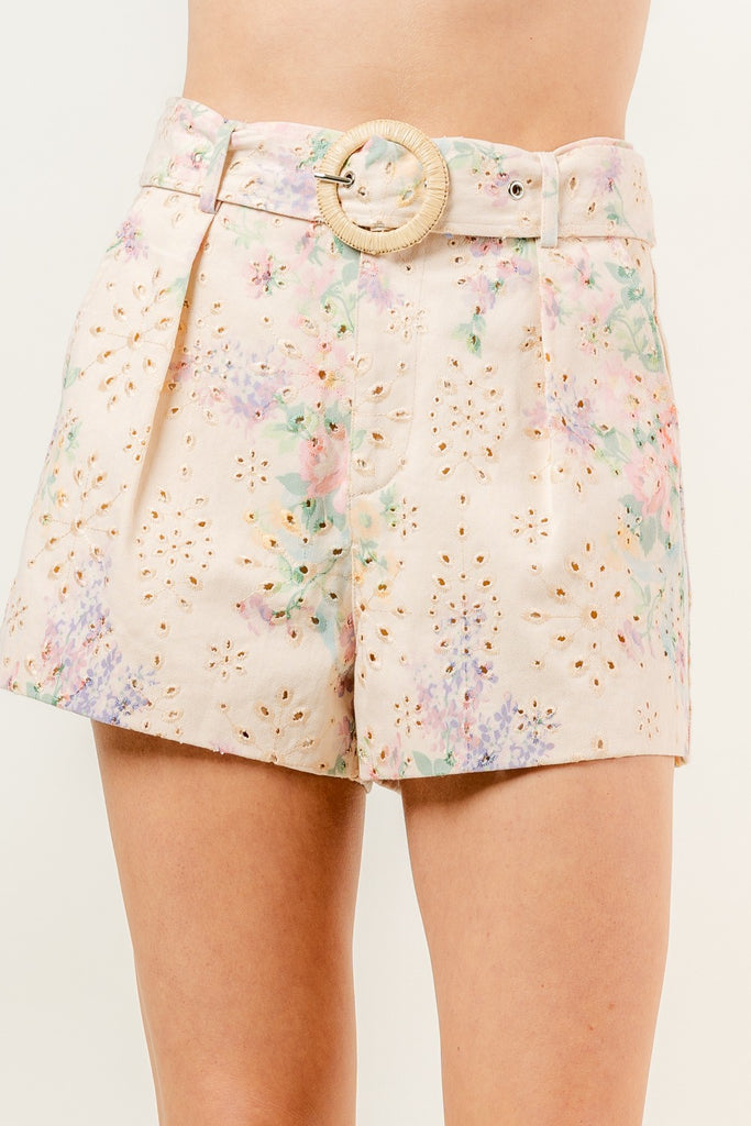 Eyelet Floral Shorts